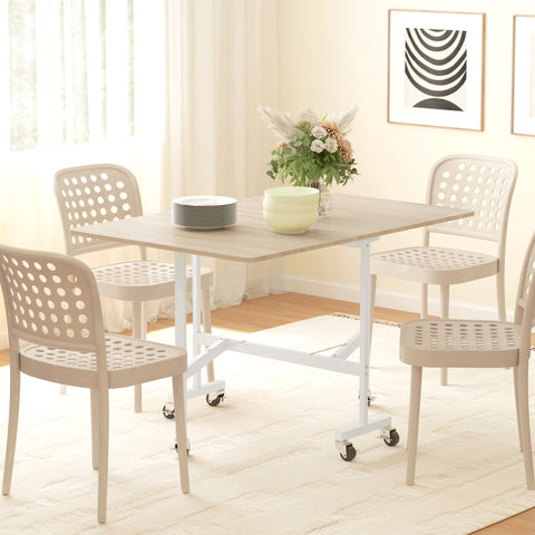 Mesa Dobrável de Cozinha para 4-6 Pessoas Mesa de Sala de Jantar Dobrável com Rodas e Laterais Dobráveis Mesa para Cozinha 120x80x73 cm Madeira