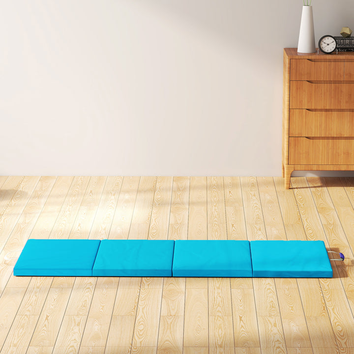 Tapete de Ginástica Dobrável com Espessura de 5 cm Tapete de Exercício com Pegas de Transporte e Bolsa Tapete de Ginástica para Yoga Aeróbica Artes Marciais 180x60x5 cm Azul e Roxo