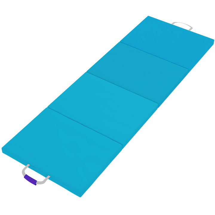 Tapete de Ginástica Dobrável com Espessura de 5 cm Tapete de Exercício com Pegas de Transporte e Bolsa Tapete de Ginástica para Yoga Aeróbica Artes Marciais 180x60x5 cm Azul e Roxo