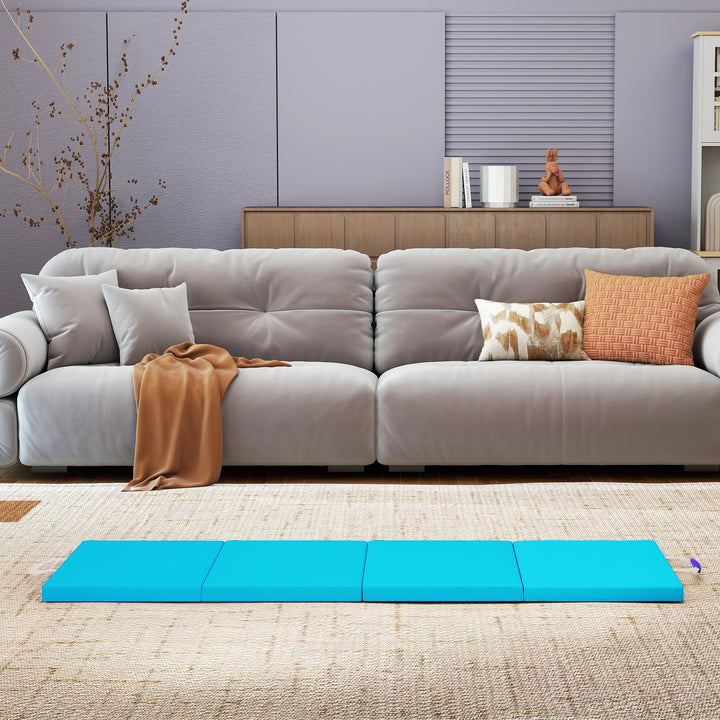 Tapete de Ginástica Dobrável com Espessura de 5 cm Tapete de Exercício com Pegas de Transporte e Bolsa Tapete de Ginástica para Yoga Aeróbica Artes Marciais 180x60x5 cm Azul e Roxo