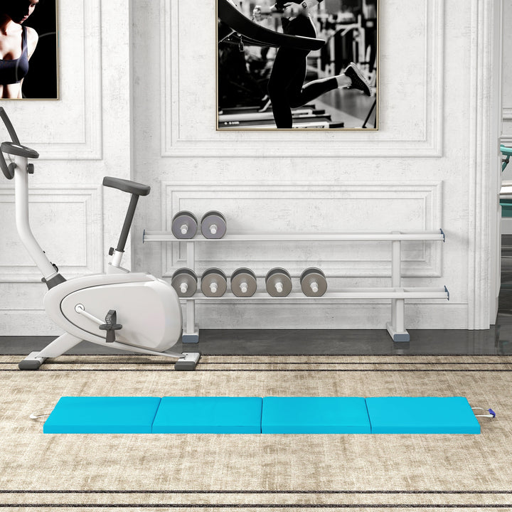 Tapete de Ginástica Dobrável com Espessura de 5 cm Tapete de Exercício com Pegas de Transporte e Bolsa Tapete de Ginástica para Yoga Aeróbica Artes Marciais 180x60x5 cm Azul e Roxo