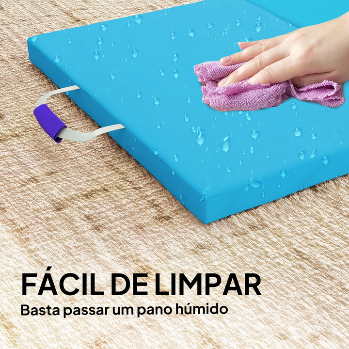 Tapete de Ginástica Dobrável com Espessura de 5 cm Tapete de Exercício com Pegas de Transporte e Bolsa Tapete de Ginástica para Yoga Aeróbica Artes Marciais 180x60x5 cm Azul e Roxo