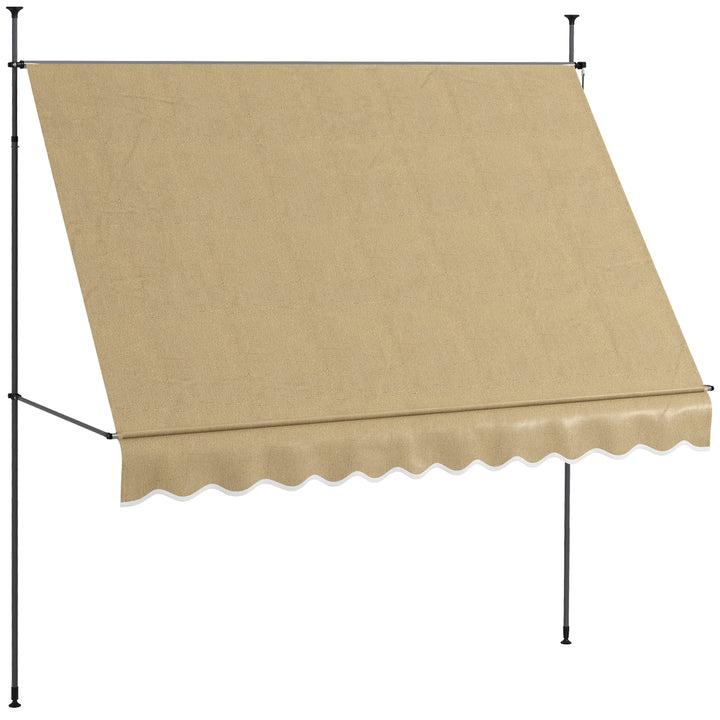 Toldo Manual Retrátil com Manivela 300x120x210-300 cm Toldo para Varanda com Altura Ajustável Impermeável e Anti-UV para Jardim Terraço Bege