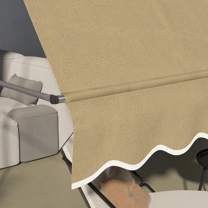 Toldo Manual Retrátil com Manivela 300x120x210-300 cm Toldo para Varanda com Altura Ajustável Impermeável e Anti-UV para Jardim Terraço Bege