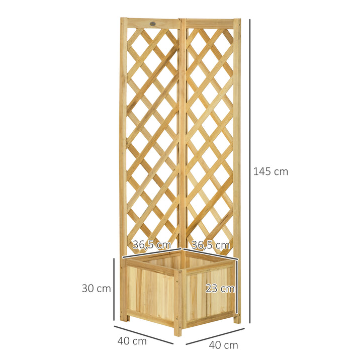Floreira com Treliça de Madeira para Exterior, Elevada para Plantas Trepadeiras em Jardim ou Terraço 40x40x145 cm Madeira