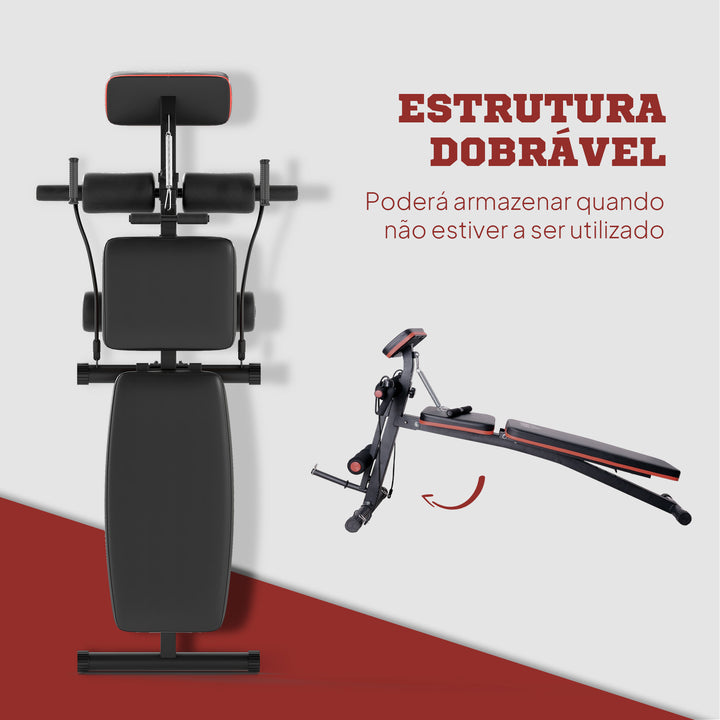 Banco de Pesos Dobrável e Inclinável Banco de Musculação Multifuncional para Treinamento Completo Máquina Fitness para Casa Academia 54x160x106cm Preto