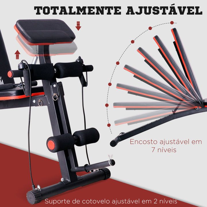 Banco de Pesos Dobrável e Inclinável Banco de Musculação Multifuncional para Treinamento Completo Máquina Fitness para Casa Academia 54x160x106cm Preto