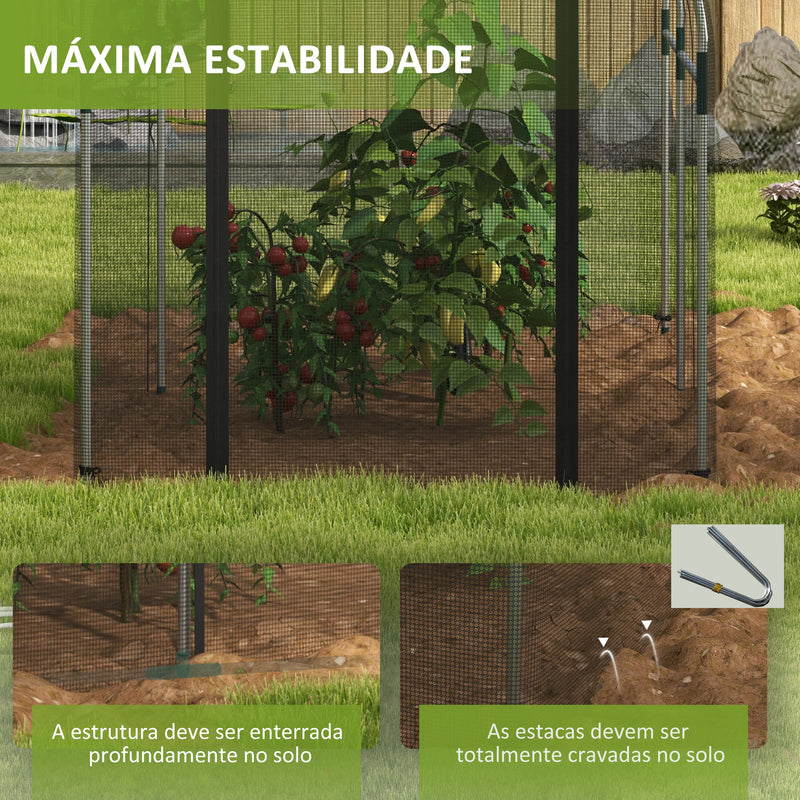 Estufa de Cultivo Estufa de Proteção com Suportes Porta com Fecho de Correr e Anti-UV para Proteger as Plantas no Jardim Terraço Pátio 120x300x146 cm Preto