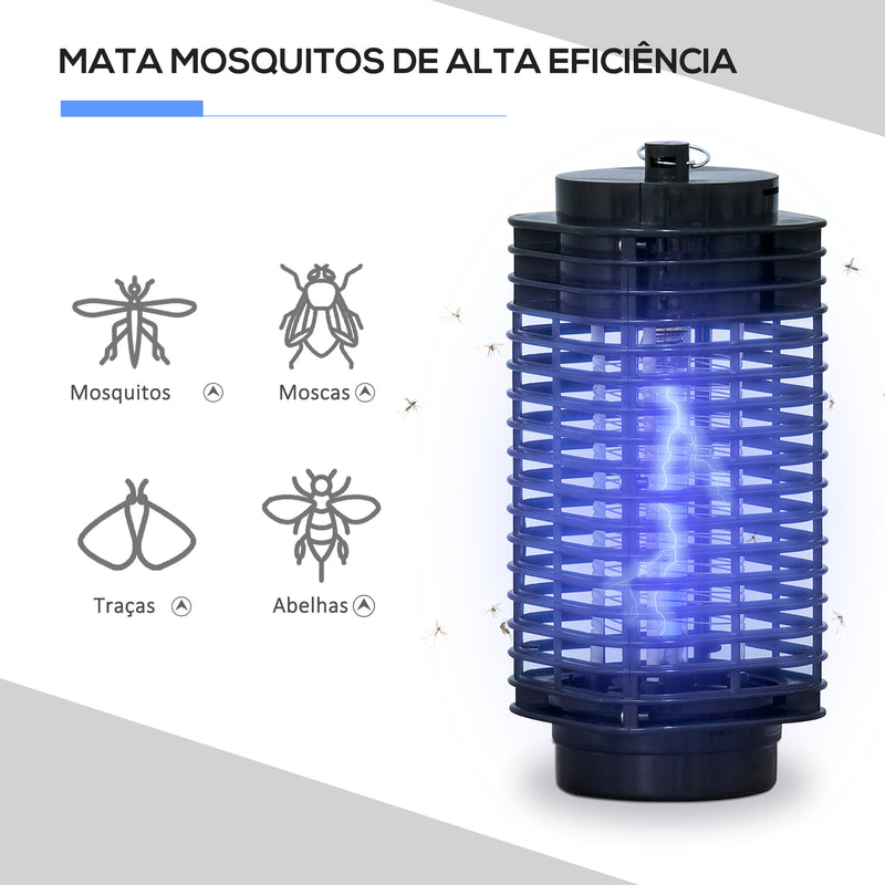 Lâmpada Anti-Mosquitos Elétrica 30W Mata Mosquitos Elétrico Efeito UV 30 m² para Jardim Terraço Pátio 11x11x26 cm Preto