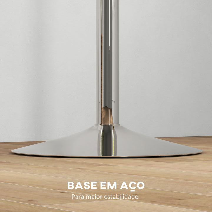 Mesa Alta Cozinha Mesa Alta Bar Redonda para 2 Pessoas Altura Ajustável 69-91 cm Tampo Giratório 360° Base de Aço para Sala Sala de Jantar Cozinha 60x60x91 cm Nogueira