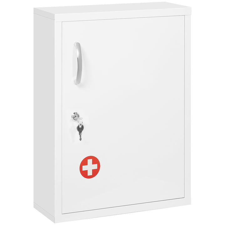 Armário de Parede de Aço para Medicamentos de 3 Níveis com Fechadura e 2 Chaves para Cozinha ou Casa de Banho 40x15x53,5 cm Branco