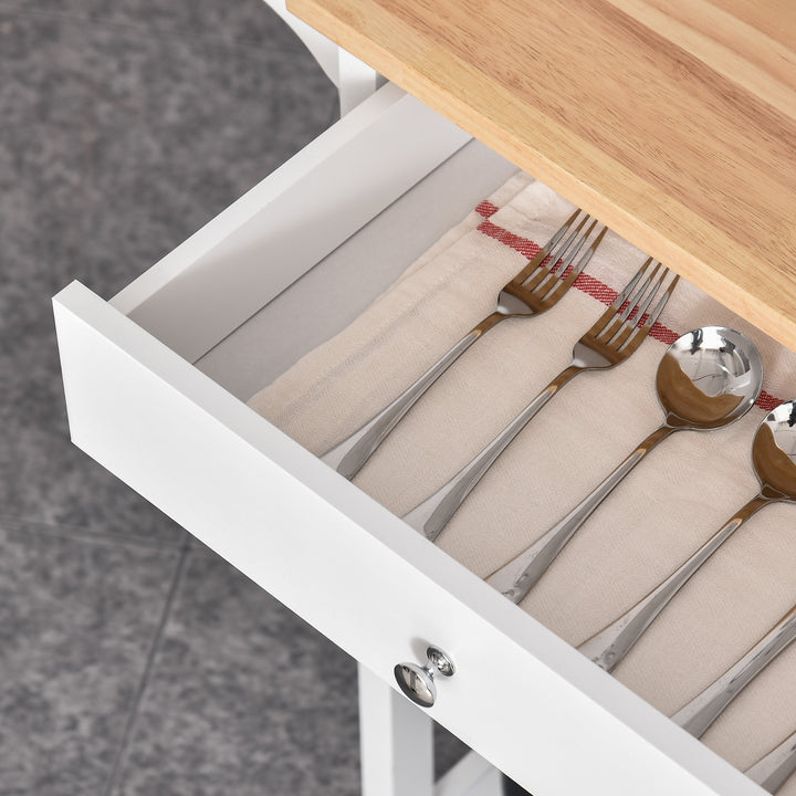 Carrinho de cozinha com 1 gaveta 1 armário 3 prateleiras abertas 66x39.5x86.5 cm Branco