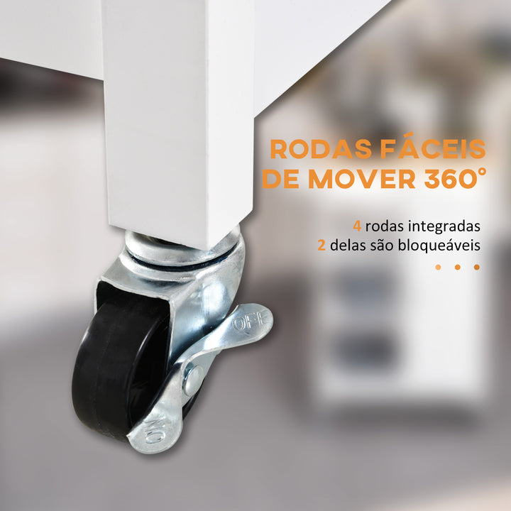 Carrinho de cozinha com 1 gaveta 1 armário 3 prateleiras abertas 66x39.5x86.5 cm Branco
