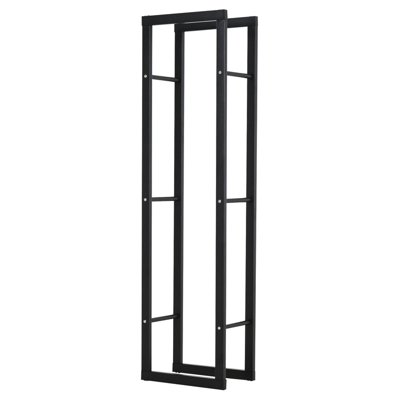 Suporte para Lenha de Metal Porta Lenha Metálico para Interior e Exterior Carga Máxima 100 kg 40x25x150 cm Preto