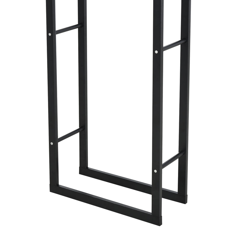 Suporte para Lenha de Metal Porta Lenha Metálico para Interior e Exterior Carga Máxima 100 kg 40x25x150 cm Preto