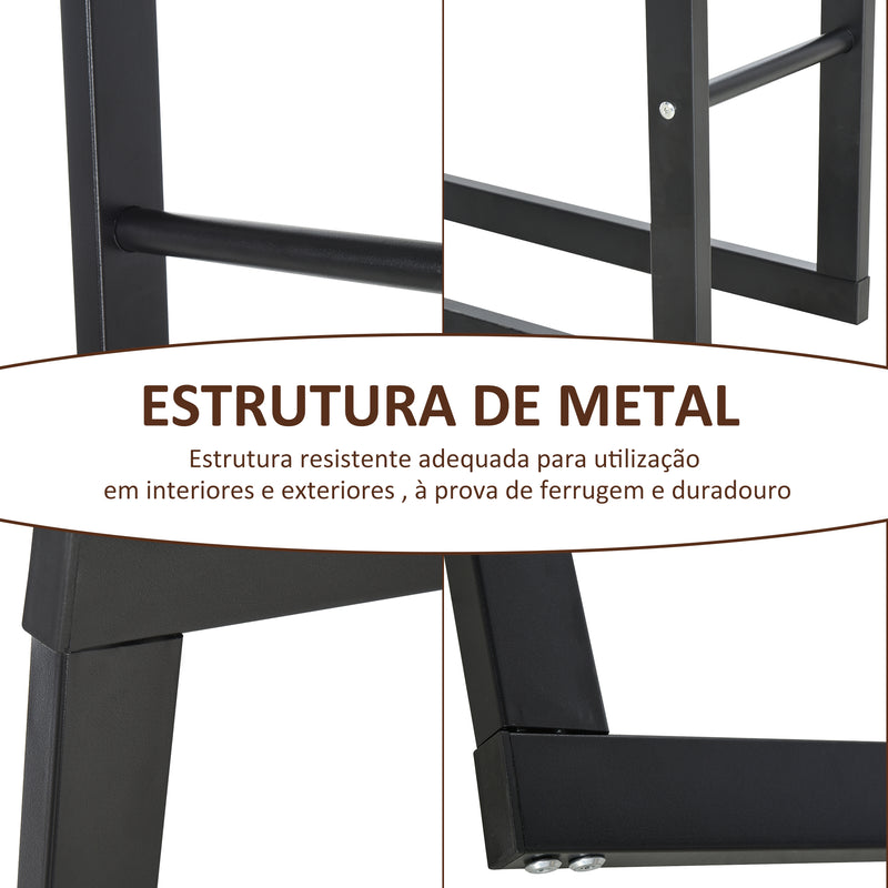 Suporte para Lenha de Metal Porta Lenha Metálico para Interior e Exterior Carga Máxima 100 kg 40x25x150 cm Preto