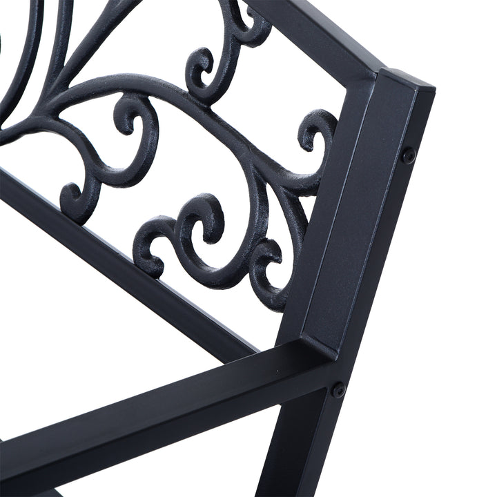 Banco de jardim de 2 lugares Banco de terraço de ferro com design clássico 127x60x85cm Preto