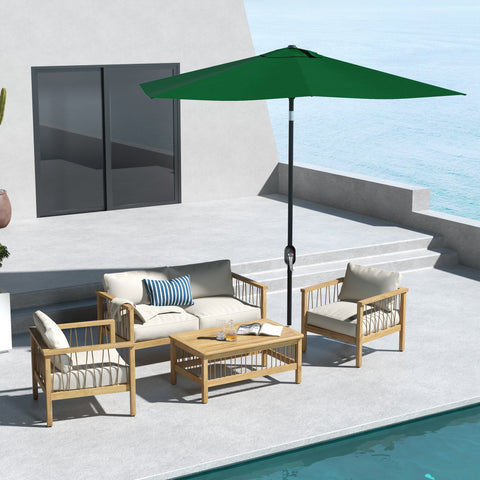 Chapéu de Sol de Jardim 300x200x248 cm Proteção UV50+ Chapéu de Sol de Alumínio Inclinável com Teto de Ventilação e Manivela para Terraço Varanda Exterior Verde