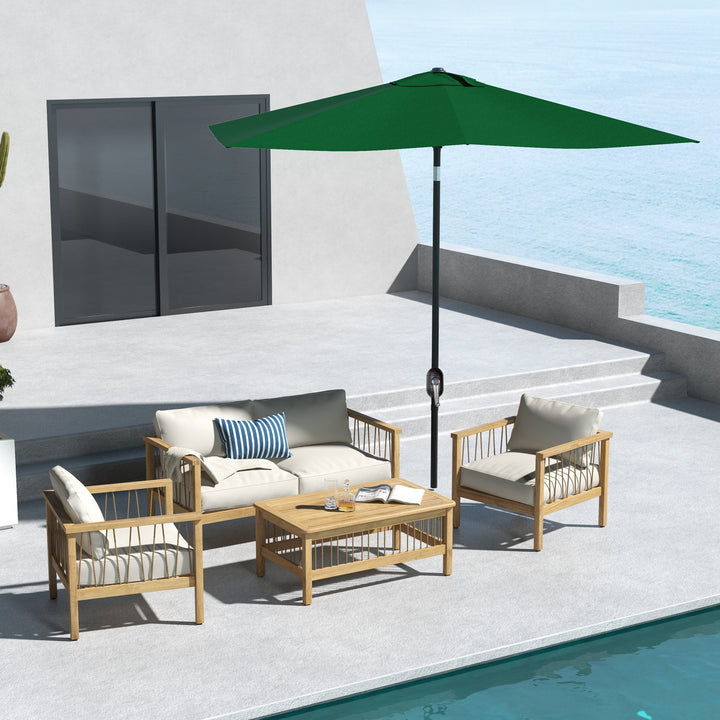 Chapéu de Sol de Jardim 300x200x248 cm Proteção UV50+ Chapéu de Sol de Alumínio Inclinável com Teto de Ventilação e Manivela para Terraço Varanda Exterior Verde