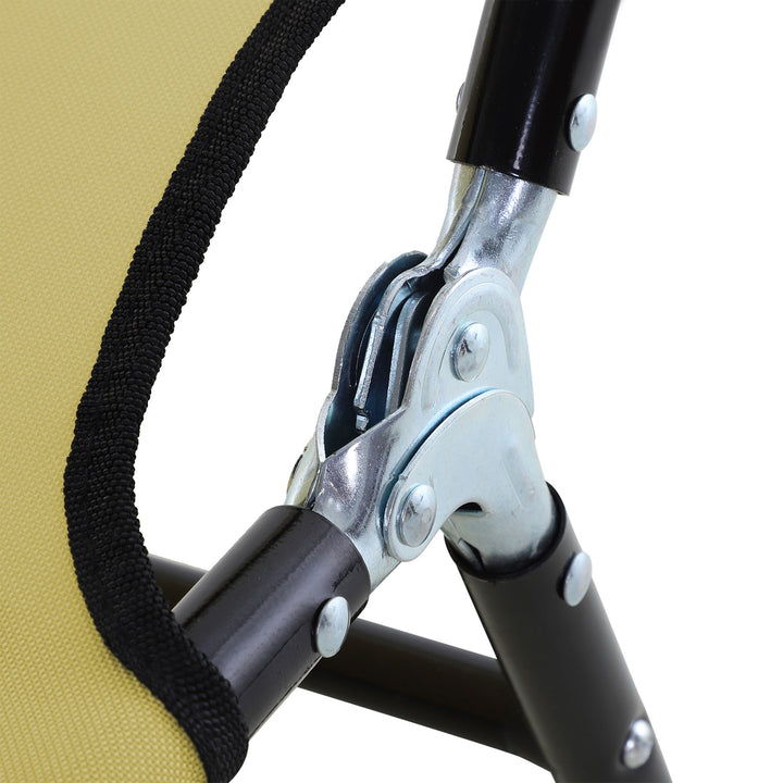Espreguiçadeira dobrável reclinável com ângulo ajustável de 3 posições para exterior carga 120 kg 190x56x28 cm Creme