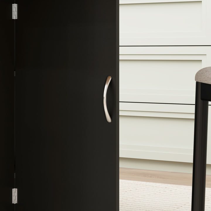 Mesa de Cozinha Dobrável Mesa de Madeira com 2 Prateleiras de Armazenamento e Rodas para Cozinha 75x140x74 cm Preto e Madeira