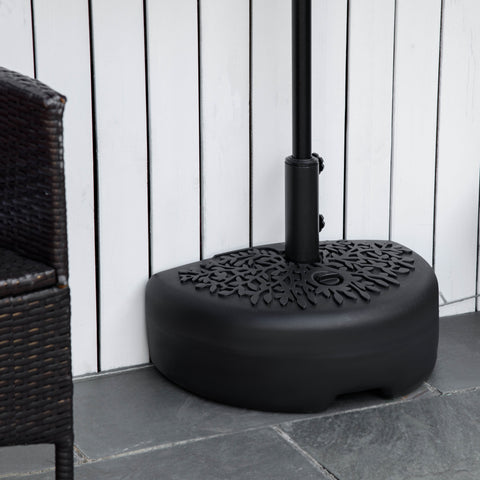 Base de Parede para Chapéu de Sol Suporte Semicircular para Chapéu de Sol Preenchido com Areia 21kg ou Água 18kg para Jardim Pátio Terraço Exterior 50x31x18cm Preto