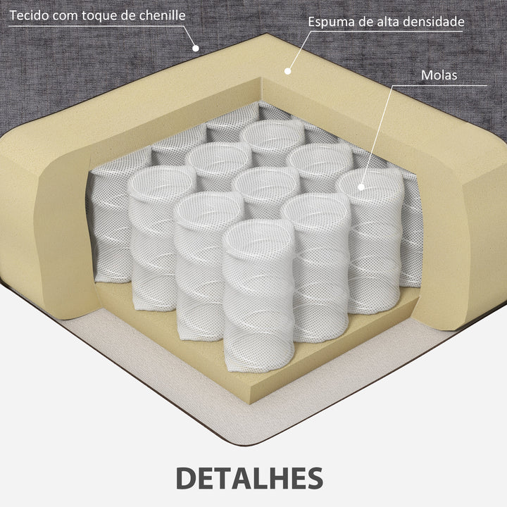 Sofá de 3 Lugares Sofá Sala de Estar 213x80x90 cm Estofado em Chenille Almofadado Grosso Estrutura de Aço Desenho Moderno para Sala de Estar Quarto Cinzento