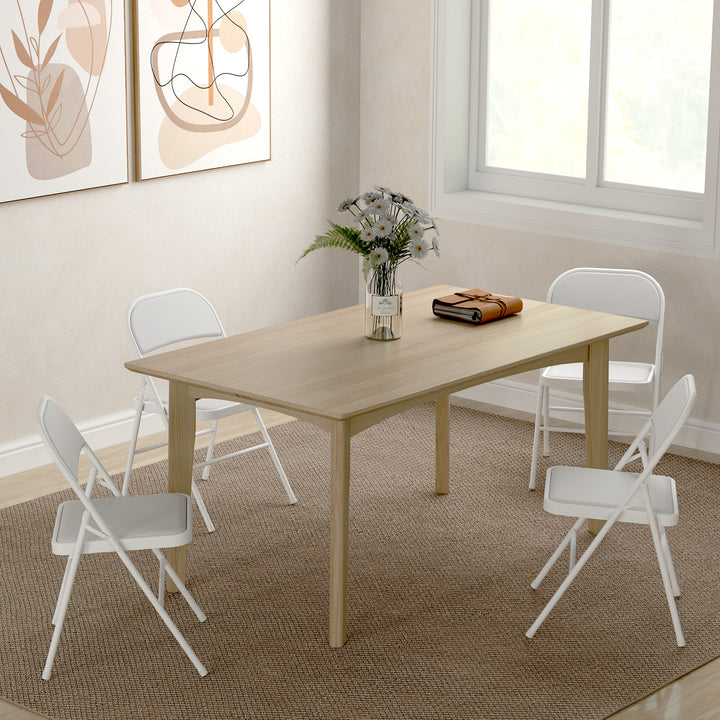 Conjunto de 4 Cadeiras Dobráveis Cadeiras Dobráveis com Encosto e Estrutura de Aço para Sala de Estar Escritório Estúdio 45x46x78 cm Branco