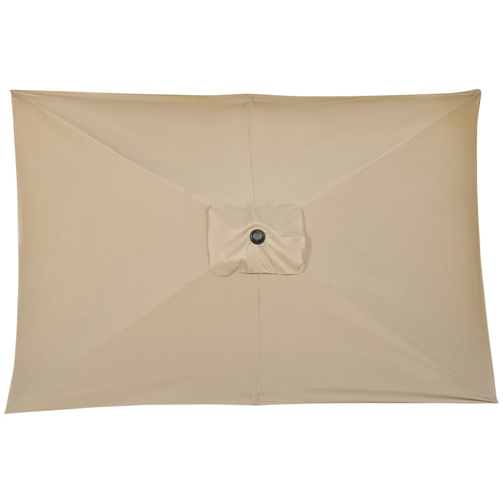 Chapéu de Sol de Alumínio 195x295x240 cm Chapéu de Sol Retangular de Jardim Inclinável com Manivela e Mastro Desmontável para Terraço Piscina Pátio Exterior Cáqui