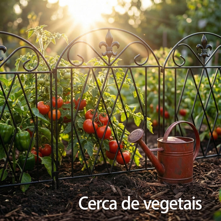 Conjunto de 4 Cercas de Jardim em Metal 125x56 cm Cercas Decorativas para Jardim com Design Arqueado Resistentes e Fáceis de Instalar para Horta Pátio Terraço Relvado Preto