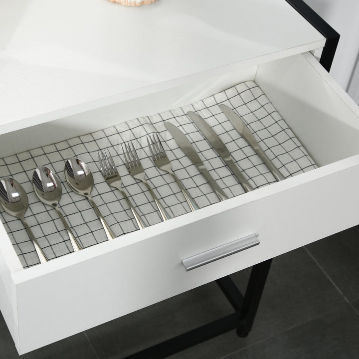 Consola Mesa de Entrada 120x34x81cm com 2 Gavetas e Pés Ajustáveis Móvel de Entrada de Estilo Moderno para Corredor Entrada Branco e Preto