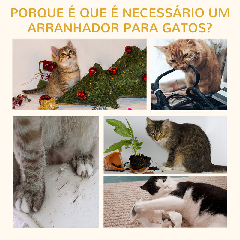 Árvore Arranhador para Gatos Pequena Altura 46 cm de 2 Níveis com Poste e Tapete de Arranhar Cama e Bola Suspensa 35,5x37x46 cm Marrom