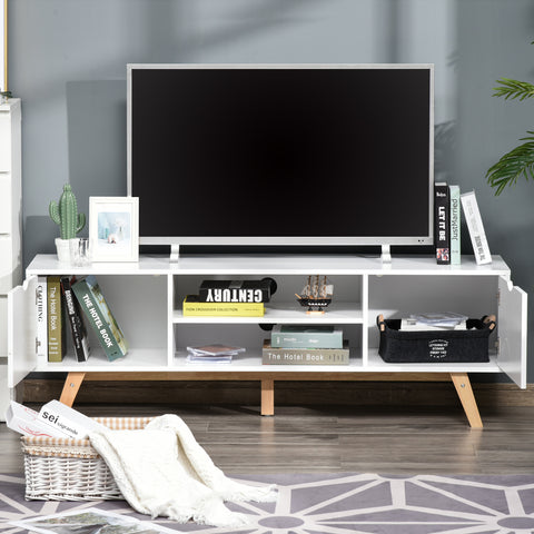 Armário de Televisão com armários Prateleiras Gerenciamento de cabos 150x39x50 Branco