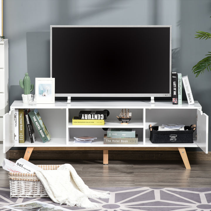 Armário de Televisão com armários Prateleiras Gerenciamento de cabos 150x39x50 Branco