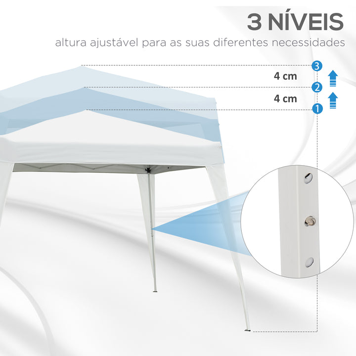Tenda Dobrável para Exterior 3x3m para Jardim Parque de Campismo Festa Loja Eventos – Cor branco mate com tonalidade cinzenta– Aço e Oxford