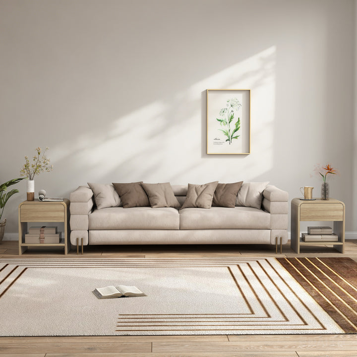 Conjunto de 2 Mesas de Cabeceira Nórdicas com Cantos Arredondados Gaveta e Prateleira Aberta Mesa Auxiliar para Sala Quarto 40x35x45 cm Madeira
