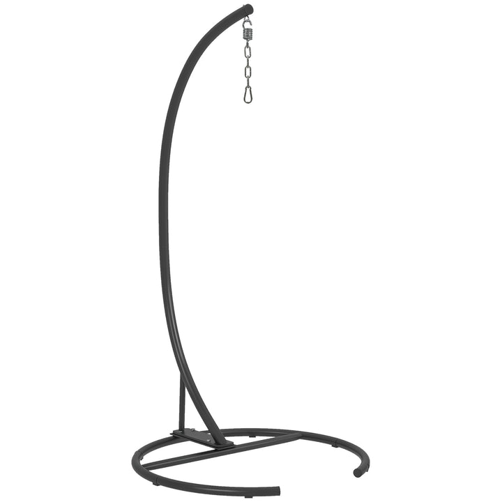 Suporte para Cadeira Suspensa com Base Redonda Estrutura Metálica Suporte para Cadeira Suspensa para Interior e Exterior Capacidade 150 kg Ø102x195 cm Preto