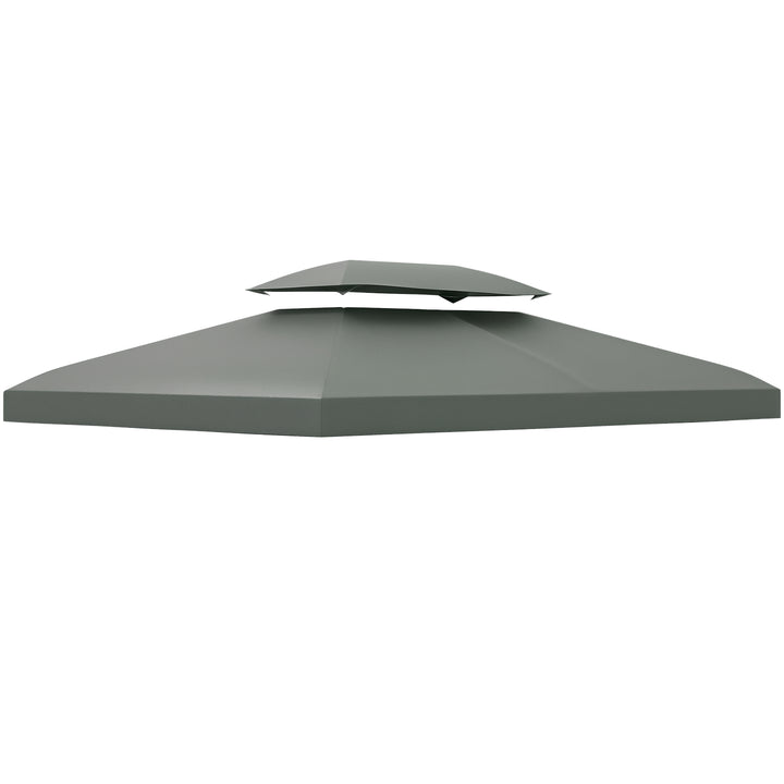 Cobertura de Substituição 4x3m para Pérgola de Jardim 2 Níveis Respirável com 10 Orifícios de Drenagem Cobertura de Substituição de Pérgola Exterior Cinza