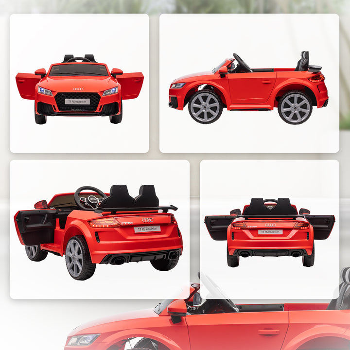 Carro elétrico infantil Audi TT RS acima de 3 anos Bateria 6V Carga 30 kg Vermelho 103x63x44cm