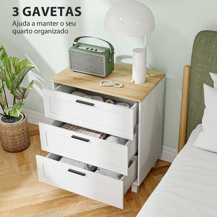 Cómoda Estreita com 3 Gavetas Cómoda de Quarto com Pés de Madeira Cómoda Auxiliar para Sala Escritório Estilo Moderno 60x38x71 cm Branco