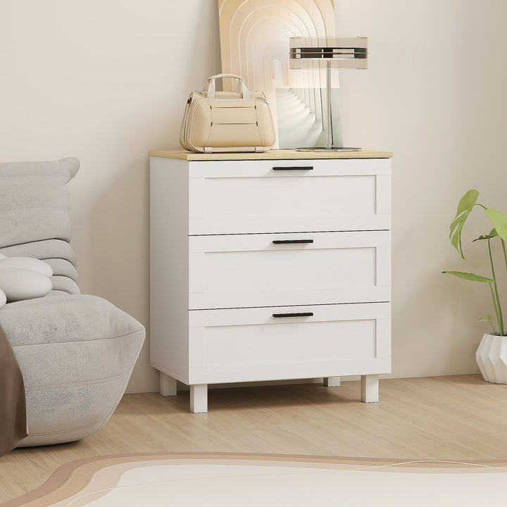 Cómoda Estreita com 3 Gavetas Cómoda de Quarto com Pés de Madeira Cómoda Auxiliar para Sala Escritório Estilo Moderno 60x38x71 cm Branco