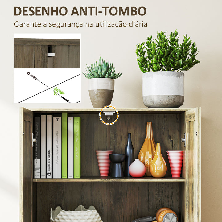 Armário de Cozinha Armário de Arrumação com 2 Portas e Prateleiras Ajustáveis para Sala de Jantar Sala de Estar 78x31,5x182 cm Marrom Acinzentado