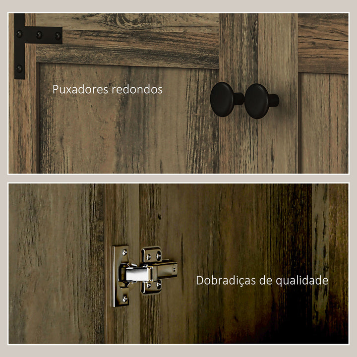 Armário de Cozinha Armário de Arrumação com 2 Portas e Prateleiras Ajustáveis para Sala de Jantar Sala de Estar 78x31,5x182 cm Marrom Acinzentado