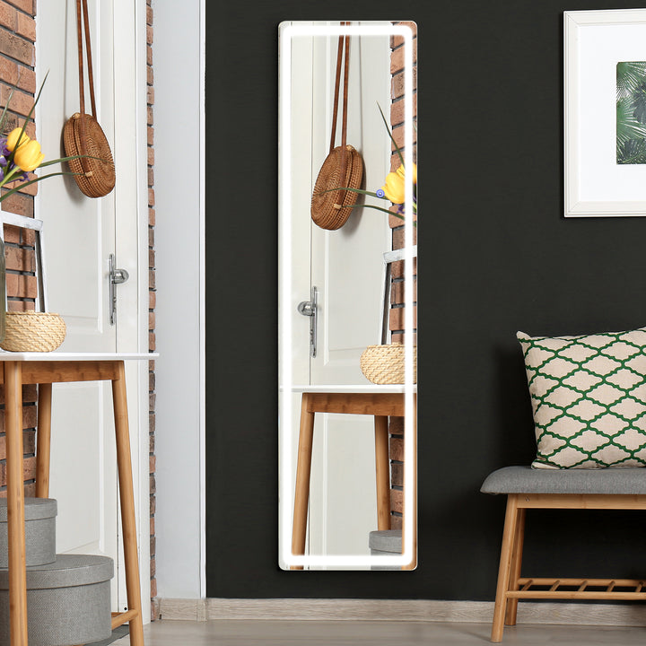 Espelho de Pé com Luzes LED e Controlo Remoto 40x51x156,5cm Prata e Preto