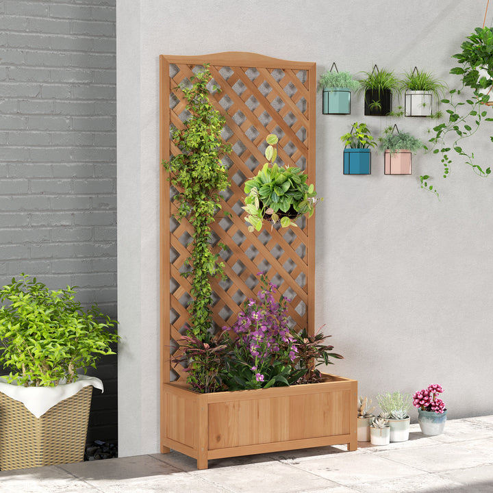 Floreira com Treliça de Madeira Caixa de Plantio com Suporte para Plantas Trepadeiras para Cultivo de Plantas Flores Terraço Jardim Exterior 76x36x170cm Marrom