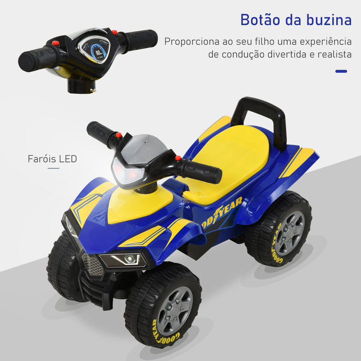 Quadriciclo para crianças acima de 12 meses com sons de luzes 60x38x42 cm Azul