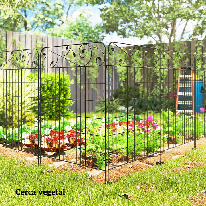 Cercas de Jardim de 4 Painéis 88x110 cm Cercas de Jardim Metálicas Cercas Decorativas com Ângulo Ajustável para Pátio Terraço Preto