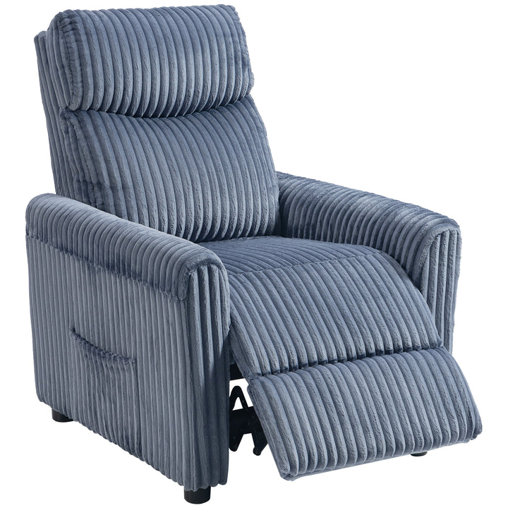 Poltrona Relax Reclinável Poltrona Reclinável Manual Estofada em Veludo Instalação Rápida Apoio para Pés Acolchoamento Grosso Para Sala de Estar Quarto Escritório 73x86x100 cm Azul Escuro