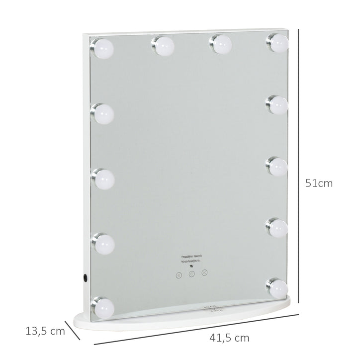 Espelho de maquiagem de Luzes LED Ajustável controle Tátil 41,5x13,5x51 Branco