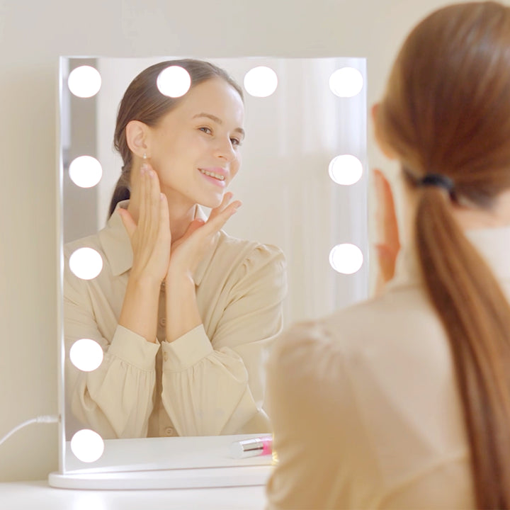 Espelho de maquiagem de Luzes LED Ajustável controle Tátil 41,5x13,5x51 Branco